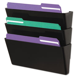 Universal Wall File Pockets, 3 Sections, Letter Size,13 in x 4.13 in x 14.5 in, Black, 3/Pack