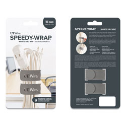 UT Wire® Speedy-Wrap Magnetic Cable Wrap, 0.82 in x 10 in, Gray, 2/Pack