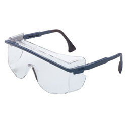 Uvex Safety Astrospec OTG 3001 Eyewear, Clear Lens, Polycarbonate, Ultra-dura, Blue Frame