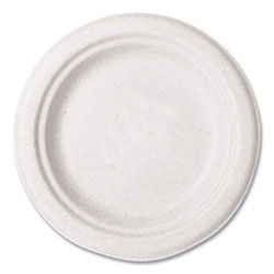 Vegware™ Molded Fiber Tableware, Plate, 6 in Diameter, White, 1,000/Carton