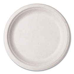 Vegware™ Molded Fiber Tableware, Plate, 9 in Diameter, White, 500/Carton
