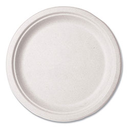 Vegware™ Molded Fiber Tableware, Plate, 10 in Diameter, White, 500/Carton