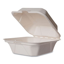 Vegware™ Nourish Molded Fiber Takeout Containers, 6 x 6 x 2, White, Sugarcane, 400/Carton
