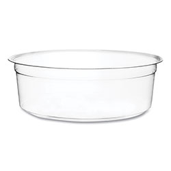 Vegware™ Round Deli Pots, 8 oz, 4.6 in Diameter x 1.5 inh, Clear, Plastic, 500/Carton
