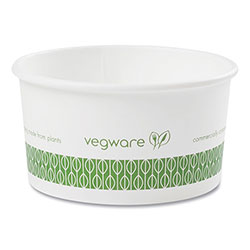Vegware™ Soup Containers, 6 oz, 3.5 in Diameter x 1.7 inh, Green/White, Paper, 1,000/Carton