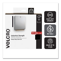 Velcro Industrial-Strength Heavy-Duty Fasteners with Dispenser Box, 2 in x 15 ft, Black