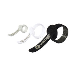 Velcro Portable Cord Ties, (4) 3 in x 0.25 in/ (4) 5 in x 0.38 in/ (4) 7 in x 0.5 in, Black/Gray/White, 12/Pack