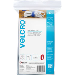 Velcro Tie, Reusable, 1/2 inWx8 inLx1/100 inH, 60/PK, Assorted