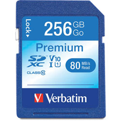 Verbatim Memory Card, SDXC, 256GB, USH-1 U1 Speed, BLue