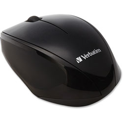 Verbatim Wireless Notebook Multi-Trac Blue LED Mouse, 2.4 GHz Frequency/32.8 ft Wireless Range, Left/Right Hand Use, Black