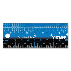 Victor Easy Read Stainless Steel Ruler, Standard/Metric, 12 in, Blue