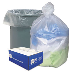Webster Can Liners, 56 gal, 16 microns, 43 in x 48 in, Natural, 200/Carton