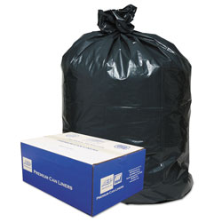 Webster Linear Low-Density Can Liners, 60 gal, 0.9 mil, 38 in x 58 in, Black, 100/Carton