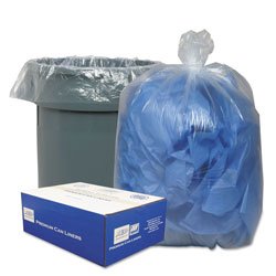 Webster Linear Low-Density Can Liners, 56 gal, 0.9 mil, 43 in x 47 in, Clear, 100/Carton