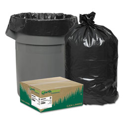 Webster Linear Low Density Recycled Can Liners, 45 gal, 1.65 mil, 40" x 46", Black, 100/Carton (WBIRNW4860)