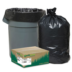 Webster Linear Low Density Recycled Can Liners, 60 gal, 1.25 mil, 38" x 58", Black, 100/Carton (WBIRNW6050)