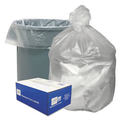 Webster Waste Can Liners, 33 gal, 9 microns, 33 in x 39 in, Natural, 500/Carton