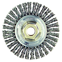 Weiler Roughneck® Max Stringer Bead Wheel, 4 in dia x 3/16 in W Face, 0.020 in Steel Wire, 20000 RPM