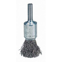 Weiler Crimped Wire Solid End Brush, Stainless Steel, 25,000 RPM, 1/2 in x 0.006 in