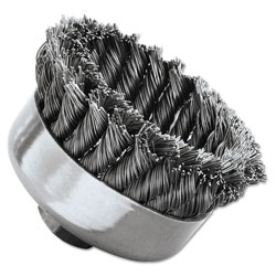Weiler Single Row Heavy-Duty Knot Cup Brush, 4 in dia, 5/8-11, 0.023 Steel Wire, Retail Pack