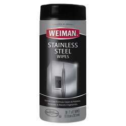 Weiman Products Stainless Steel Wipes, 7 x 8, 30/Canister, 4 Canisters/Carton