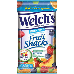 Welch's® Mixed Fruit Snacks - Gluten-free, Preservative-free, Trans Fat Free - Strawberry, White Grape Raspberry, Orange, White Grape Peach, Concord Grape - 2.25 oz - 48 / Carton