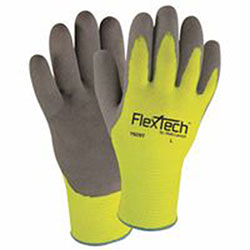 Wells Lamont FlexTech™ Hi-Visibility Knit Thermal Gloves with Latex Palm, Large, Gray/Green