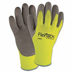 Wells Lamont FlexTech™ Hi-Visibility Knit Thermal Gloves with Latex Palm, 2X-Large, Gray/Green