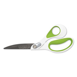 Westcott® CarboTitanium Bonded Scissors, 9 in Long, 4.5 in Cut Length, White/Green Bent Handle