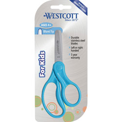 Westcott® For Kids Scissors, 5 in Length,1 3/4 in Cut,Rounded,Blue/Green/Pink/Yellow,30/Carton