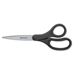 Westcott® KleenEarth Basic Plastic Handle Scissors, 9 in Long, 4.25 in Cut Length, Black Straight Handle
