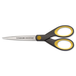 Westcott® Non-Stick Titanium Bonded Scissors, 7 in Long, 3 in Cut Length, Gray/Yellow Straight Handle