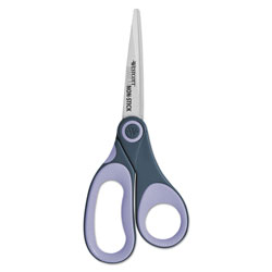 Westcott® Non-Stick Titanium Bonded Scissors, 8 in Long, 3.25 in Cut Length, Gray/Purple Straight Handle