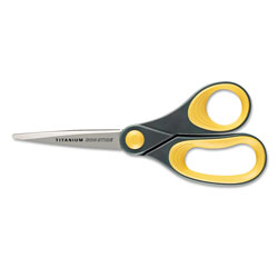 Westcott® Non-Stick Titanium Bonded Scissors, 8 in Long, 3.25 in Cut Length, Gray/Yellow Straight Handles, 3/Pack