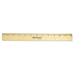 Westcott® Wood Ruler with Single Metal Edge, Standard, 12 in Long