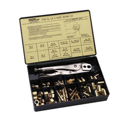 Western Enterprises Hose Repair Kit, B-Size Fittings, 3/16 in Hose ID, Hand-Grip 2-Hole Jaw Crimp Tool