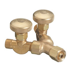 Western Enterprises Valved  inY in Connections, 200 PSIG, Brass, Female/Male, LH, 9/16 in - 18