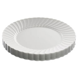 WNA Comet Classicware Plastic Dinnerware Plates, 9 in Dia, White, 12/Pack