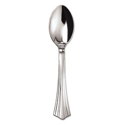 WNA Comet Heavyweight Plastic Spoons, Silver, 6 1/4 in, Reflections Design, 600/Carton