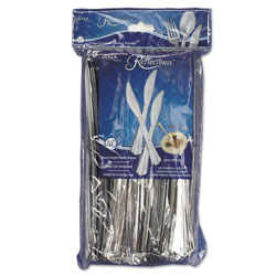 WNA Comet Reflections Heavyweight Plastic Utensils, Knife, Silver, 7 1/2 in, 40/Pack