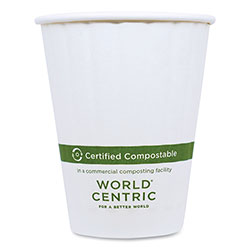 World Centric Double Wall Paper Hot Cups, 8 oz, White, 1,000/Carton
