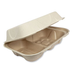 World Centric Fiber Hinged Containers, Hoagie Box, 9.2 x 6.4 x 3, Natural, Paper, 500/Carton