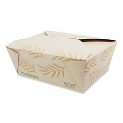 World Centric No Tree Folded Takeout Containers, 46 oz, 5.5 x 6.9 x 2.5, Natural, Sugarcane, 300/Carton
