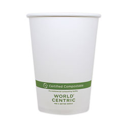 World Centric Paper Bowls, 4.4 in dia x 5.8 in, 32 oz, White, 500/Carton