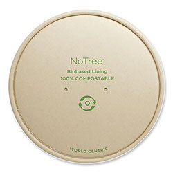 World Centric Paper Lids for Bowls. 5.9 in Diameter, Natural, Paper, 300/Carton