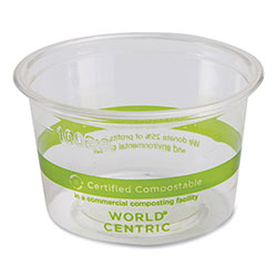 World Centric PLA Clear Cold Cups, 4 oz, Clear, 1,000/Carton