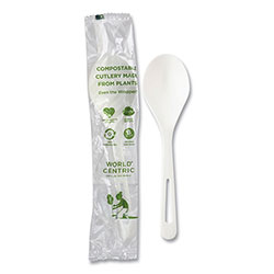 World Centric TPLA Compostable Cutlery, Soup Spoon, White, 750/Carton