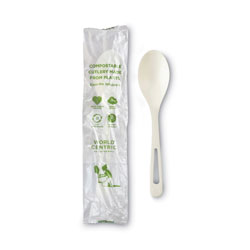 World Centric TPLA Compostable Cutlery, Spoon, 6 in, White, 750/Carton