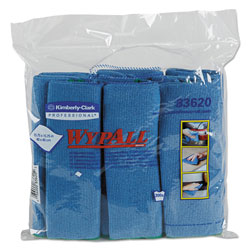 WypAll® Microfiber Cloths, Reusable, 15.75 x 15.75, Blue, 24/Carton