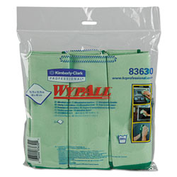 WypAll® Microfiber Cloths, Reusable, 15.75 x 15.75, Green, 24/Carton